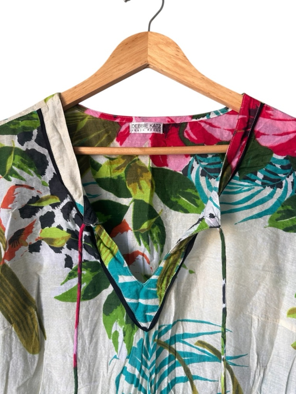 Debbie Katz South Beach Floral Swim Coverup in Pink, Green & White, Medium - Picture 2 of 10